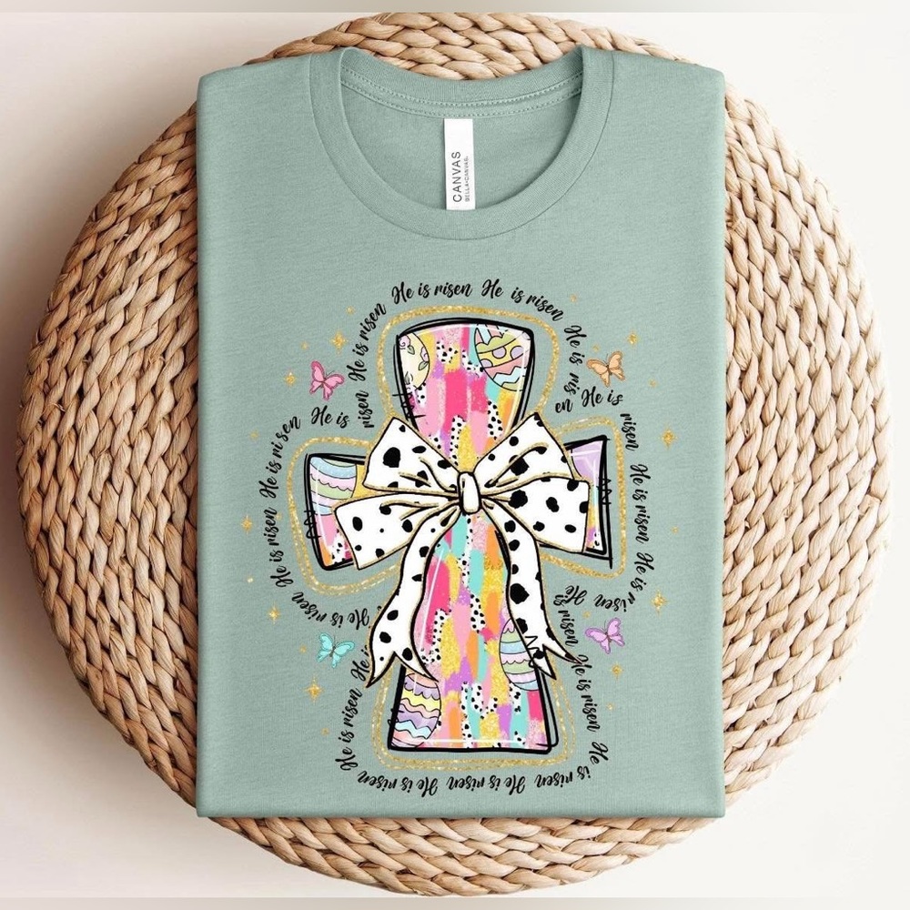He is Risen Easter Cross Bella Canvas T-shirt